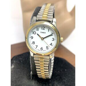 Timex Women's Watch T2N068 Quartz Indiglo White Dial Two Tone Stainless Steel